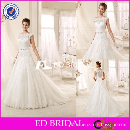 CE1299 Latest Design 2016 A-Line Appliques Lace Western Style Wedding Dresses